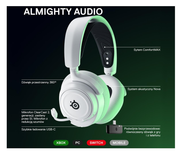 STEELSERIES Arctis Nova 7X white 61567 - 1185193 - zdjęcie 7
